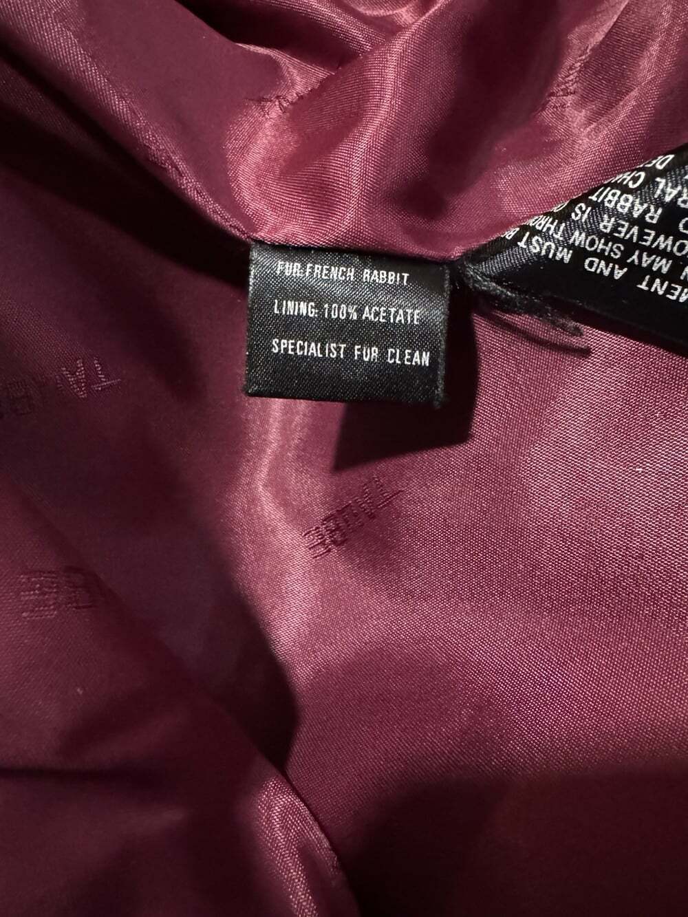 The Taube Collection London Genuine French Rabbit Fur Jacket Black/Burgundy - Picture 7 of 10